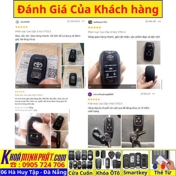 Vỏ chìa khoá xe Toyota Innova, Fortuner, Hilux, Vios, Camry, Corolla Altis, Yaris V74 Làm Chìa Khoá xe Ô Tô Đà Nẵng Sửa remote thay pin thay vỏ điều khiển xe hơi - Minh Phát Smartkey
