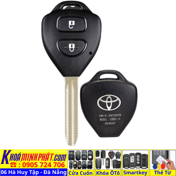 Vỏ chìa khoá xe Toyota Innova, Fortuner, Hilux, Vios, Camry, Corolla Altis, Yaris V74 Làm Chìa Khoá xe Ô Tô Đà Nẵng Sửa remote thay pin thay vỏ điều khiển xe hơi - Minh Phát Smartkey
