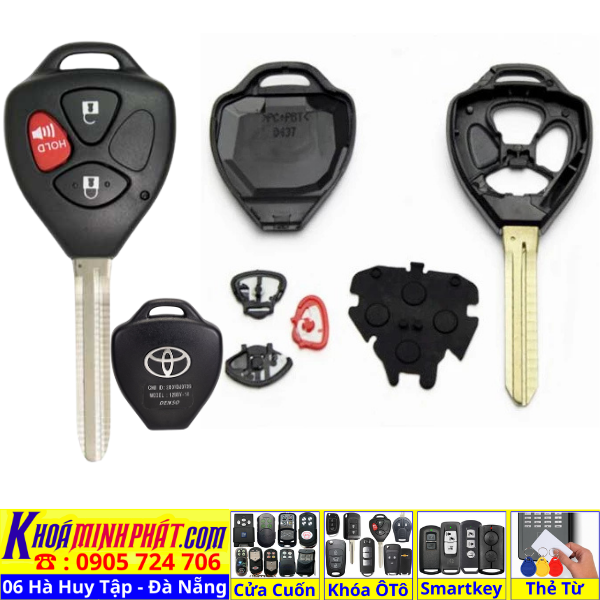Vỏ chìa khoá xe Toyota Innova, Fortuner, Hilux, Vios, Camry, Corolla Altis, Yaris V74 Làm Chìa Khoá xe Ô Tô Đà Nẵng Sửa remote thay pin thay vỏ điều khiển xe hơi - Minh Phát Smartkey