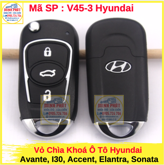 Vỏ Remote xe Ô Tô Hyundai Avante, I30, Accent, Sonata