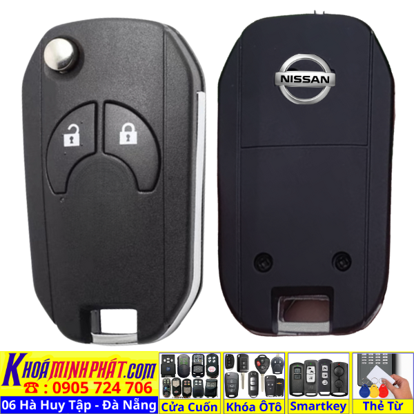 Vỏ Độ Gập Chìa Khoá Xe Nissan Navara, Navara NP300, Navara EL, Navara VL, Terra, Terra V62, X-Trail, X-Trail T32, Sunny, Almera, Livina, Teana, Sylphy, Juke, Patrol, Murano, Frontier - Làm Chìa Khoá xe Ô Tô Đà Nẵng Sửa remote thay pin thay vỏ điều khiển xe hơi - Minh Phát Smartkey