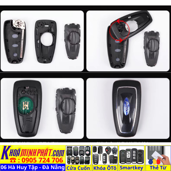 Vỏ Chìa Khoá remote xe Ford Ranger, Tourneo V21 Làm Chìa Khoá xe Ô Tô Đà Nẵng Sửa remote thay pin thay vỏ điều khiển xe hơi - Minh Phát Smartkey