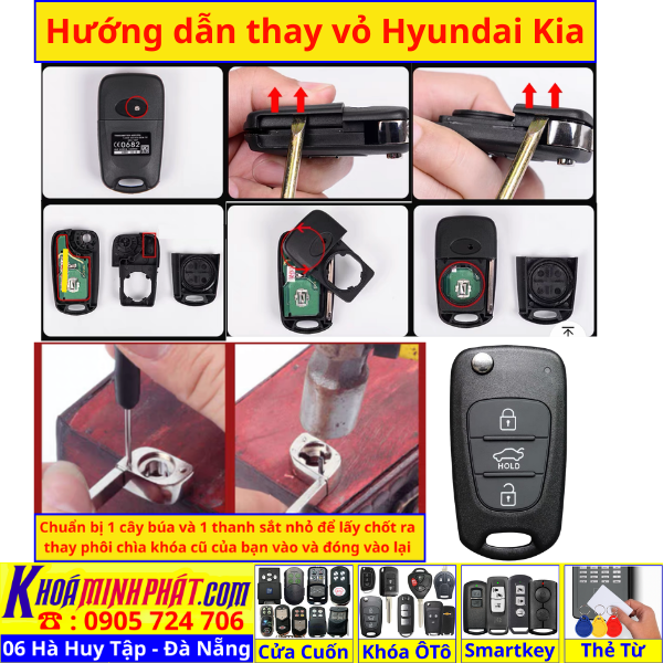 Vỏ Chìa khóa Hyundai i30, Accent, Avante, Elantra, Sonata V41 Làm Chìa Khoá Xe Ô Tô - Minh Phát Đà Nẵng