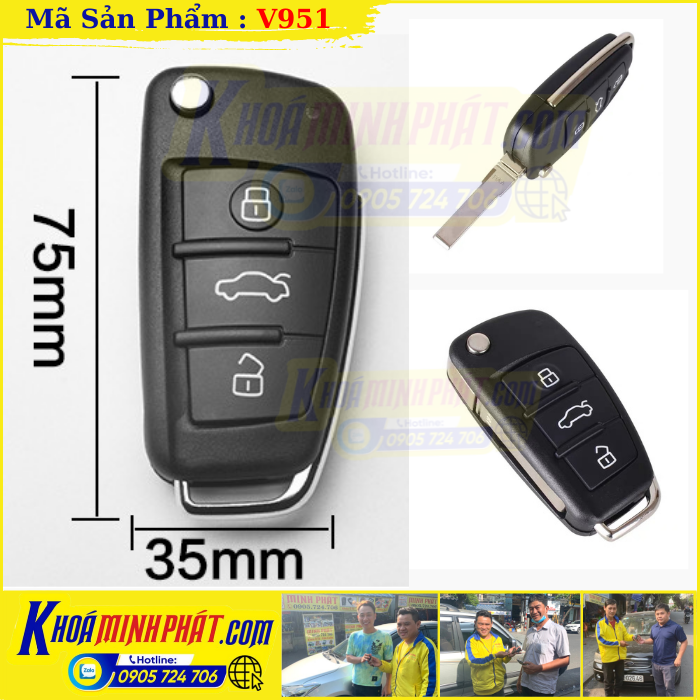 Hình ảnh sản phẩm Vỏ Chìa khoá xe ô tô Audi A6 A7 A8 V951 2