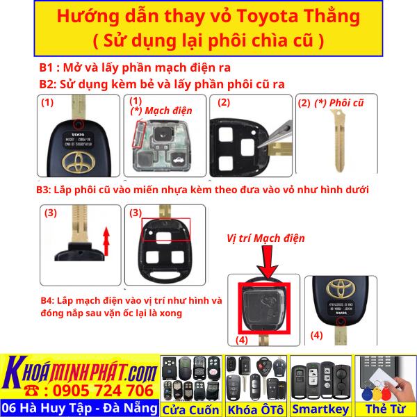 Vỏ Chìa khoá xe Toyota Land Cruiser chính hãng V71 Làm Chìa Khoá xe Ô Tô Đà Nẵng Sửa remote thay pin thay vỏ điều khiển xe hơi - Minh Phát Smartkey