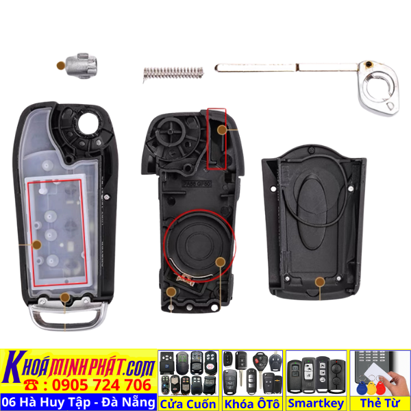 Vỏ chìa khóa xe Ford Momdeo, Focus, Fiesta, mẫu V26 Làm Chìa Khoá xe Ô Tô Đà Nẵng Sửa remote thay pin thay vỏ điều khiển xe hơi - Minh Phát Smartkey