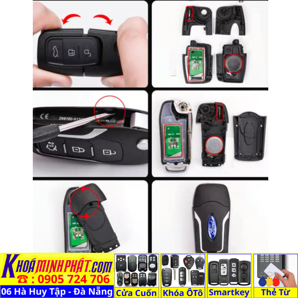 Vỏ chìa khóa xe Ford Momdeo, Focus, Fiesta, mẫu V26 Làm Chìa Khoá xe Ô Tô Đà Nẵng Sửa remote thay pin thay vỏ điều khiển xe hơi - Minh Phát Smartkey