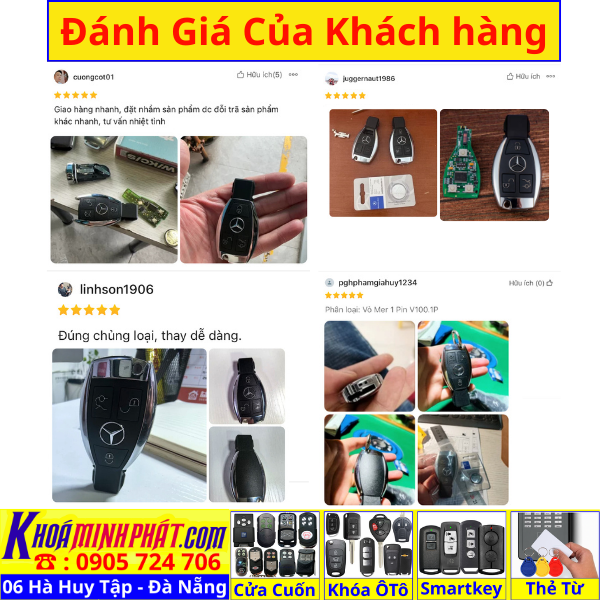 Vỏ Chìa Khoá xe Mercedes C200, C250, C300, C350 V100 Làm Chìa Khoá xe Ô Tô Đà Nẵng Sửa remote thay pin thay vỏ điều khiển xe hơi - Minh Phát Smartkey