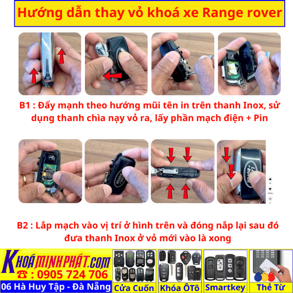 Vỏ Chìa Khoá Xe Ranger Rover V90 Làm Chìa Khoá xe Ô Tô Đà Nẵng Sửa remote thay pin thay vỏ điều khiển xe hơi - Minh Phát Smartkey