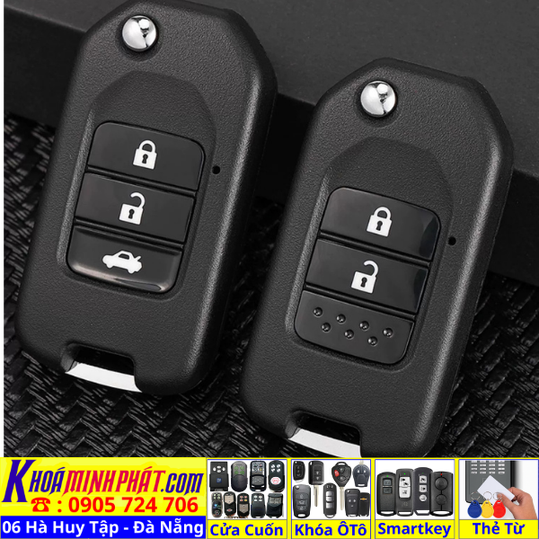 Vỏ Độ gập Chìa khoá xe Honda City Brio V33 Làm Chìa Khoá xe Ô Tô Đà Nẵng Sửa remote thay pin thay vỏ điều khiển xe hơi - Minh Phát Smartkey