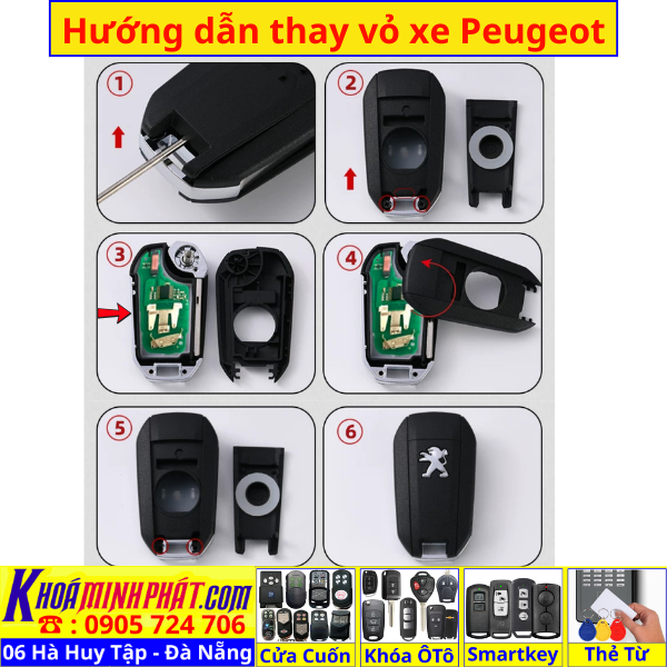 Vỏ chìa khoá Peugeot 208 2008 3008 308 508 5008 V81 Làm Chìa Khoá xe Ô Tô Đà Nẵng Sửa remote thay pin thay vỏ điều khiển xe hơi - Minh Phát Smartkey