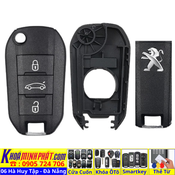 Vỏ chìa khoá Peugeot 208 2008 3008 308 508 5008 V81 Làm Chìa Khoá xe Ô Tô Đà Nẵng Sửa remote thay pin thay vỏ điều khiển xe hơi - Minh Phát Smartkey