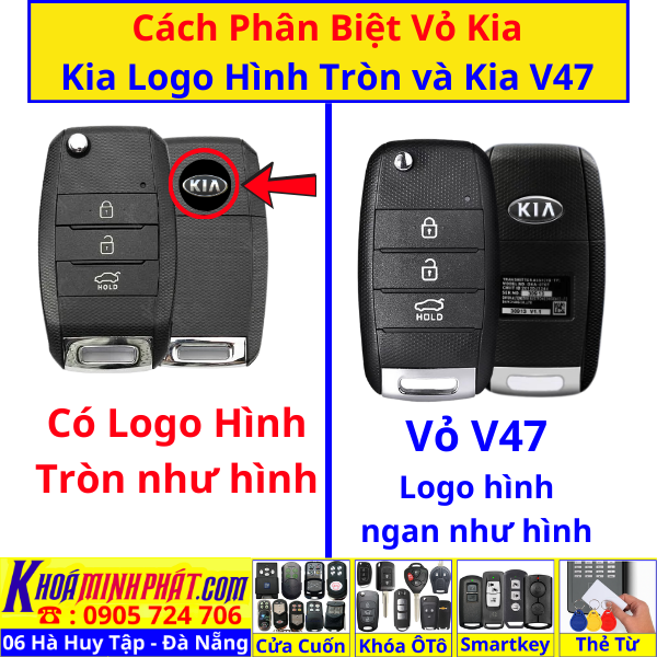 Vỏ Chìa khoá xe Kia Soluto, Rondo, K3, Morning, Cerato V47 Làm Chìa Khoá xe Ô Tô Đà Nẵng Sửa remote thay pin thay vỏ điều khiển xe hơi - Minh Phát Smartkey