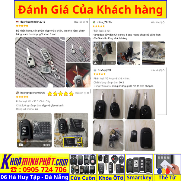 Vỏ chìa khoá độ gập xe Honda Civic, City, Accord, CRV mẫu V32 Làm Chìa Khoá xe Ô Tô Đà Nẵng Sửa remote thay pin thay vỏ điều khiển xe hơi - Minh Phát Smartkey