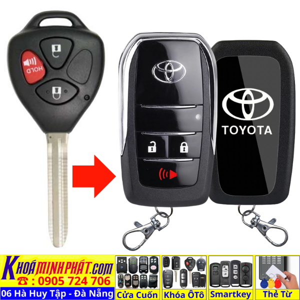 Vỏ chìa khoá độ gập Toyota Vios Innova Fortuner Hilux Corolla Altis Camry Yaris đời 2003-2015 V702 Làm Chìa Khoá xe Ô Tô Đà Nẵng Sửa remote thay pin thay vỏ điều khiển xe hơi - Minh Phát Smartkey