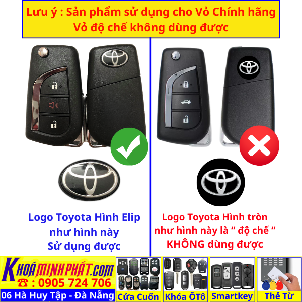 Vỏ Độ Chìa khoá xe Toyota Innova, Fortuner, Corolla Altis V704 Làm Chìa Khoá xe Ô Tô Đà Nẵng Sửa remote thay pin thay vỏ điều khiển xe hơi - Minh Phát Smartkey