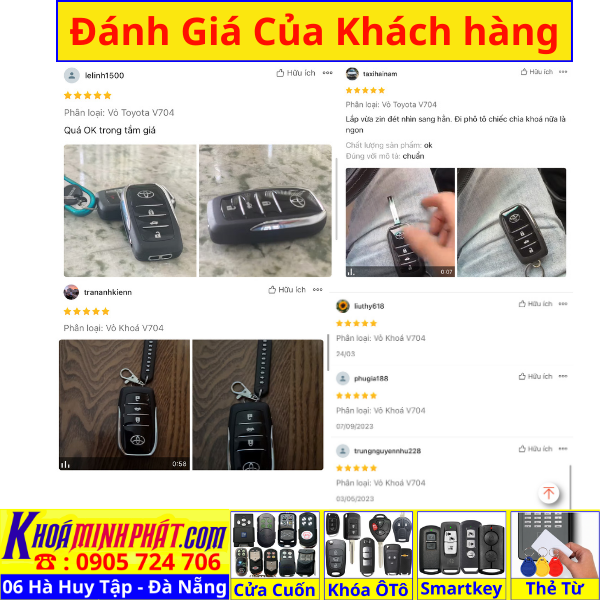 Vỏ Độ Chìa khoá xe Toyota Innova, Fortuner, Corolla Altis V704 Làm Chìa Khoá xe Ô Tô Đà Nẵng Sửa remote thay pin thay vỏ điều khiển xe hơi - Minh Phát Smartkey