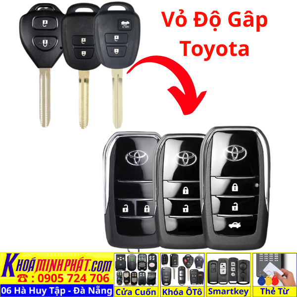 Vỏ Độ Gập Chìa Khoá Xe Toyota Vios 2 và 3 nút 2015-2025 - Làm Chìa Khoá xe Ô Tô Đà Nẵng Sửa remote thay pin thay vỏ điều khiển xe hơi - Minh Phát Smartkey