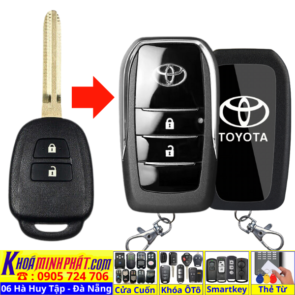 Vỏ Độ Gập Chìa Khoá Xe Toyota Vios 2 và 3 nút 2015-2025 - Làm Chìa Khoá xe Ô Tô Đà Nẵng Sửa remote thay pin thay vỏ điều khiển xe hơi - Minh Phát Smartkey