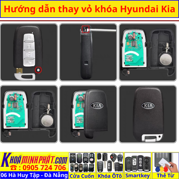 Vỏ Chìa Khóa 4 Nút Bấm Xe Kia Hyundai I30 Genesis Equus Veloster Tucson Sonata Elantra Santafe V44 Làm Chìa Khoá xe Ô Tô Đà Nẵng Sửa remote thay pin thay vỏ điều khiển xe hơi - Minh Phát Smartkey