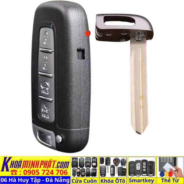 Vỏ Chìa Khóa 4 Nút Bấm Xe Kia Hyundai I30 Genesis Equus Veloster Tucson Sonata Elantra Santafe V44 Làm Chìa Khoá xe Ô Tô Đà Nẵng Sửa remote thay pin thay vỏ điều khiển xe hơi - Minh Phát Smartkey