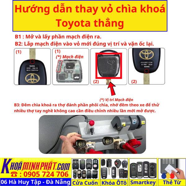 Vỏ Chìa Khoá xe Toyota Land Cruiser [Chính Hãng] V76 Làm Chìa Khoá xe Ô Tô Đà Nẵng Sửa remote thay pin thay vỏ điều khiển xe hơi - Minh Phát Smartkey