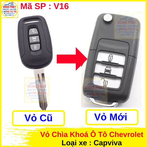 Vỏ Chìa khóa xe Ô tô Chevrolet Captiva V16