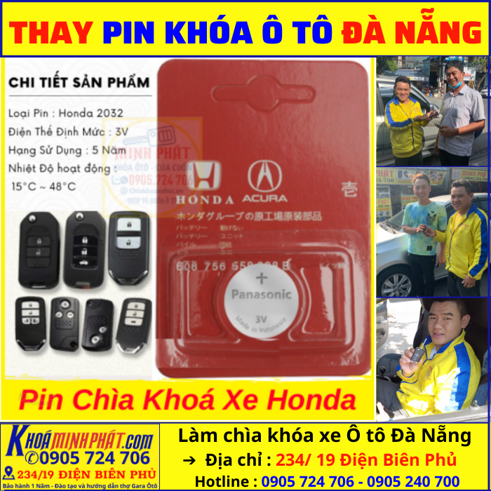 Thay Pin Chìa Khóa Ô Tô Chính hãng Đà Nẵng Honda Civic, City, CRV, Accord, Jazz, HRV