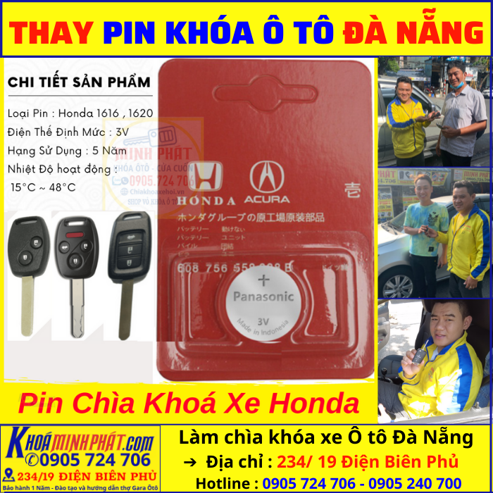Thay Pin Chìa Khóa Ô Tô Chính hãng Đà Nẵng Honda Civic, City, CRV, Accord