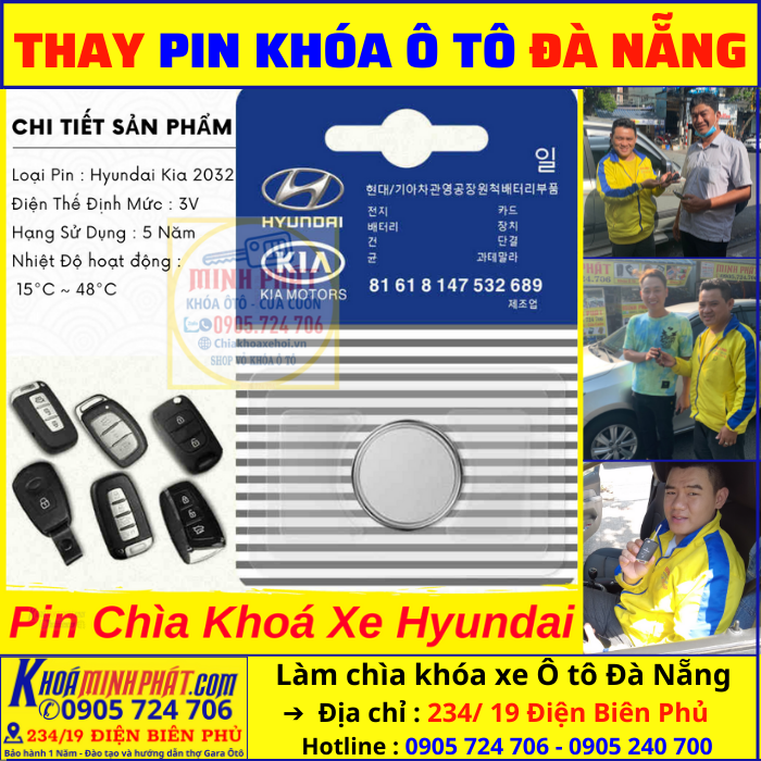 Thay Pin Chìa Khóa remote Ô Tô Chính hãng Đà Nẵng Hyundai