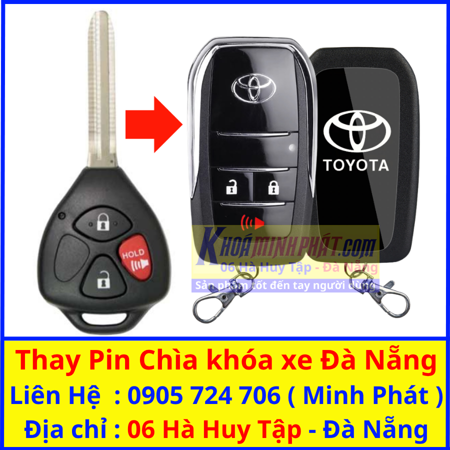 Làm chìa khóa độ gập remote xe Toyota tại Đà Nẵng