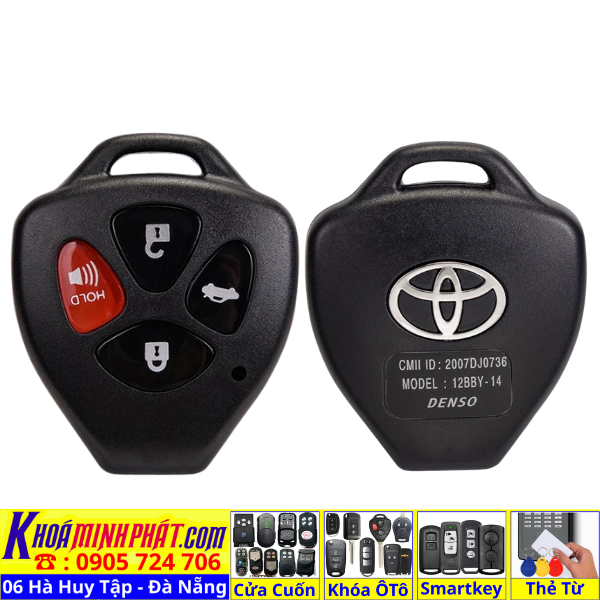 Vỏ Chìa Khoá Xe Toyota Camry, Fortuner, Innova, Vios, Hilux, Altis, Corolla, Yaris, Avanza, Veloz – Mẫu V73 Làm Chìa Khoá xe Ô Tô Đà Nẵng Sửa remote thay pin thay vỏ điều khiển xe hơi - Minh Phát Smartkey