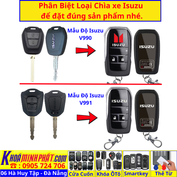 Vỏ chìa Khóa độ gập nâng cấp remote cho xe Isuzu Dmax, Mux V990 V991 D-max Mu-x - Làm Chìa Khoá xe Ô Tô Đà Nẵng Sửa remote thay pin thay vỏ điều khiển xe hơi - Minh Phát Smartkey