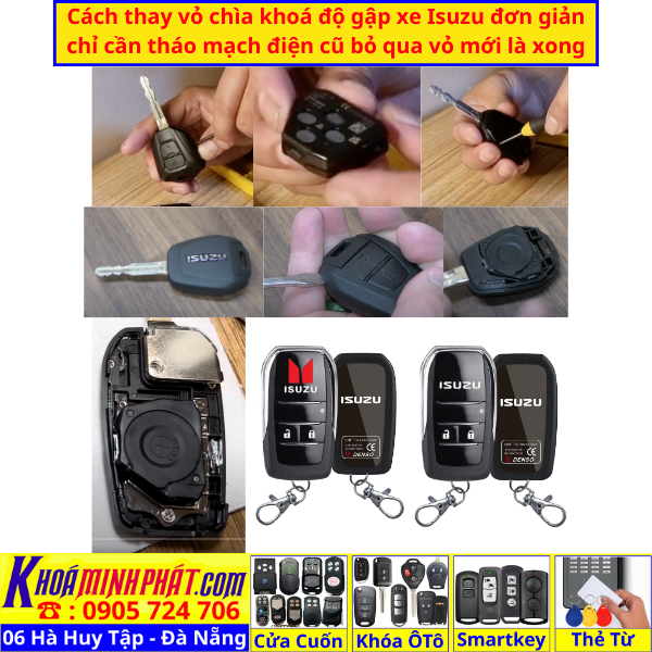 Vỏ chìa Khóa độ gập nâng cấp remote cho xe Isuzu Dmax, Mux V990 V991 D-max Mu-x - Làm Chìa Khoá xe Ô Tô Đà Nẵng Sửa remote thay pin thay vỏ điều khiển xe hơi - Minh Phát Smartkey