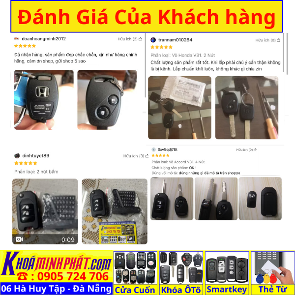 Vỏ Chìa khoá xe Honda Accord [Không Cần Cắt Chìa] Làm Chìa Khoá xe Ô Tô Đà Nẵng Sửa remote thay pin thay vỏ điều khiển xe hơi - Minh Phát Smartkey