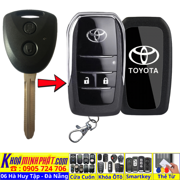 Vỏ độ gập chìa khoá xe Toyota Wigo, Avanza V707Làm Làm Chìa Khoá xe Ô Tô Đà Nẵng Sửa remote thay pin thay vỏ điều khiển xe hơi - Minh Phát Smartkey