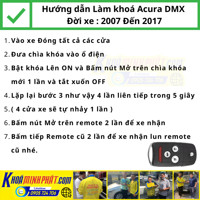 Hướng dẫn Làm Chìa khóa remote xe Acura MDX