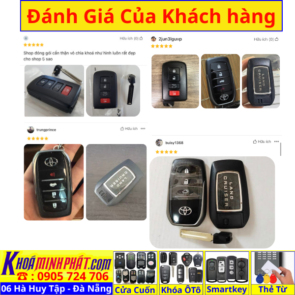 Vỏ Chìa khoá xe Toyota Camrry, Altis, Land Cruiser V709 Làm Chìa Khoá xe Ô Tô Đà Nẵng Sửa remote thay pin thay vỏ điều khiển xe hơi - Minh Phát Smartkey
