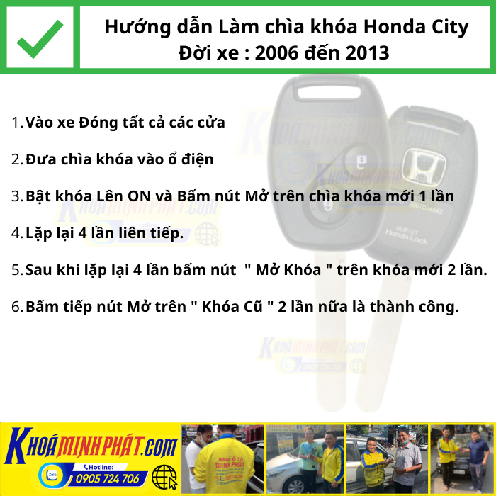 Hướng dẫn Làm Chìa khóa xe Honda City 2006 đến 2013