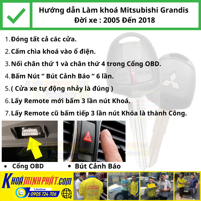 Hướng dẫn Làm Chìa khóa điều khiển xe Mitsubishi Grandis