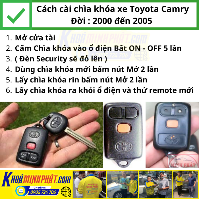 Hướng dẫn Làm Chìa khóa Toyota Camry đời 2000 đến 2005