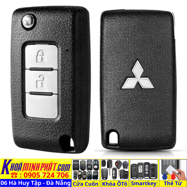 Vỏ Chìa khóa xe Mitsubishi Xpander Attrage Mirage Triton Pajero Độ gập V55 Làm Chìa Khoá xe Ô Tô Đà Nẵng Sửa remote thay pin thay vỏ điều khiển xe hơi - Minh Phát Smartkey