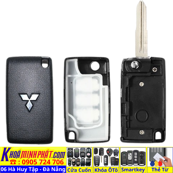 Vỏ Chìa khóa xe Mitsubishi Xpander Attrage Mirage Triton Pajero Độ gập V55 Làm Chìa Khoá xe Ô Tô Đà Nẵng Sửa remote thay pin thay vỏ điều khiển xe hơi - Minh Phát Smartkey
