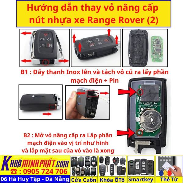 Vỏ Chìa Khoá Xe Ranger Rover Nâng Cấp V92 Làm Chìa Khoá xe Ô Tô Đà Nẵng Sửa remote thay pin thay vỏ điều khiển xe hơi - Minh Phát Smartkey