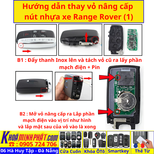 Vỏ Chìa Khoá Xe Ranger Rover Nâng Cấp V92 Làm Chìa Khoá xe Ô Tô Đà Nẵng Sửa remote thay pin thay vỏ điều khiển xe hơi - Minh Phát Smartkey