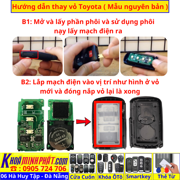 Vỏ Chìa Khóa Toyota Vios, Wigo, Yaris Cross, Corolla Altis, Corolla Cross, Camry, Innova, Avanza Premio, Veloz Cross, Fortuner, Hilux, Land Cruiser Prado, Land Cruiser 300, Alphard, Raize, RAV4, Venza, Highlander Mẫu V77 Làm Chìa Khoá xe Ô Tô Đà Nẵng Sửa remote thay pin thay vỏ điều khiển xe hơi - Minh Phát Smartkey