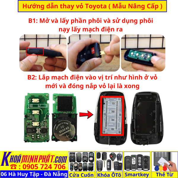Vỏ chìa khoá smartkey Camry 2019 2025 Vios, Wigo, Yaris Cross, Corolla Altis, Corolla Cross, Camry, Innova, Avanza Premio, Veloz Cross, Fortuner, Hilux, Land Cruiser Prado, Land Cruiser 300, Alphard, Raize, RAV4, Venza, Highlander Mẫu V77 Làm Chìa Khoá xe Ô Tô Đà Nẵng Sửa remote thay pin thay vỏ điều khiển xe hơi - Minh Phát Smartkey