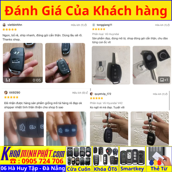 Vỏ Chìa khóa xe Hyundai Accent I10 Elantra Chính Hãng V42 Làm Chìa Khoá xe Ô Tô Đà Nẵng Sửa remote thay pin thay vỏ điều khiển xe hơi - Minh Phát Smartkey