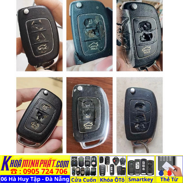 Vỏ Chìa khóa xe Hyundai Accent I10 Elantra Chính Hãng V42 Làm Chìa Khoá xe Ô Tô Đà Nẵng Sửa remote thay pin thay vỏ điều khiển xe hơi - Minh Phát Smartkey
