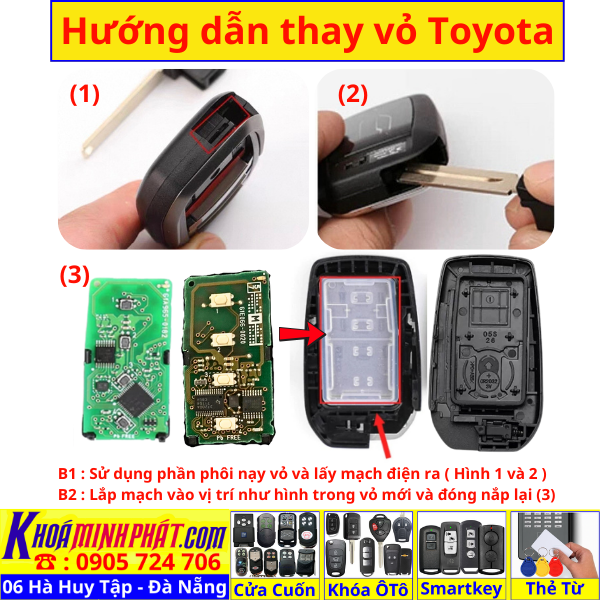 Vỏ Chìa Khóa Smartkey Toyota V709 cho Camry Altis Fortuner Innova Vios Hilux Land Cruiser Parodo V709.4 (thường) Làm Chìa Khoá xe Ô Tô Đà Nẵng Sửa remote thay pin thay vỏ điều khiển xe hơi - Minh Phát Smartkey